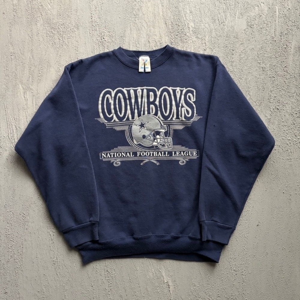Vintage Dallas Cowboys Sweatshirt Large Blue 1990s NFL Football